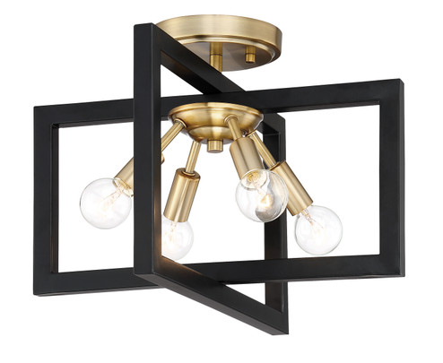 Xander Four Light Semi-Flush Mount in Aged Warm Brass (43|92811-AWB)