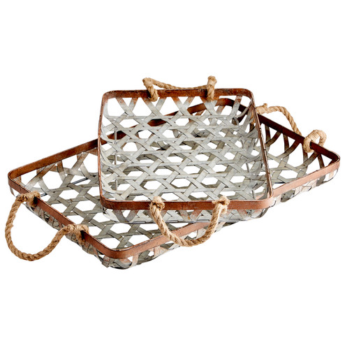 Tray in Galvanized And Jute (208|09850)