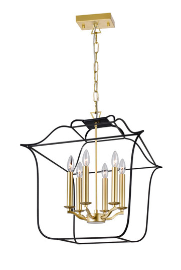 Tudor Six Light Chandelier in Satin Gold & Black (401|1223P20-6-602)