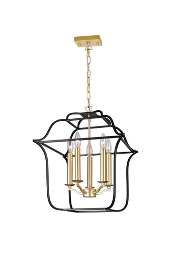 Tudor Five Light Chandelier in Satin Gold & Black (401|1223P16-5-602)