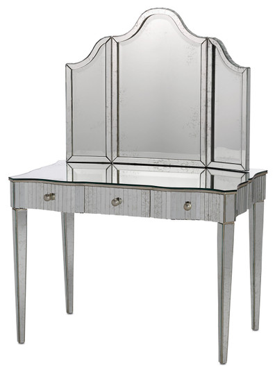 Gilda Vanity Table in Granello Silver Leaf/Antique Mirror (142|4004)