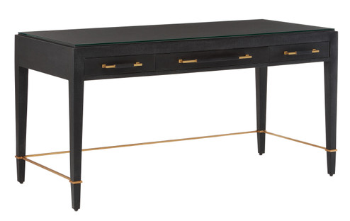 Verona Desk in Black Lacquered Linen/Champagne (142|3000-0207)