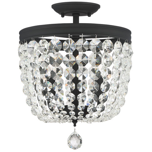 Archer Three Light Semi Flush Mount in Black Forged (60|783-BF-CL-SAQ)