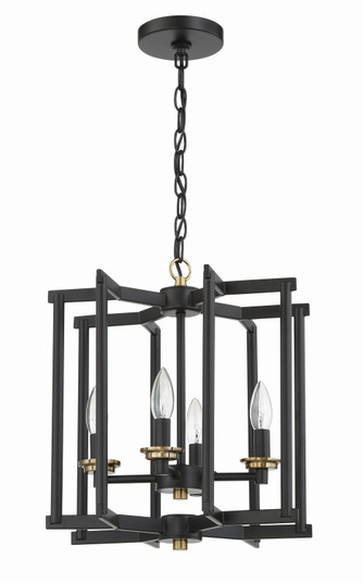 Avante Grand Four Light Foyer Pendant in Flat Black/Satin Brass (46|56934-FBSB)