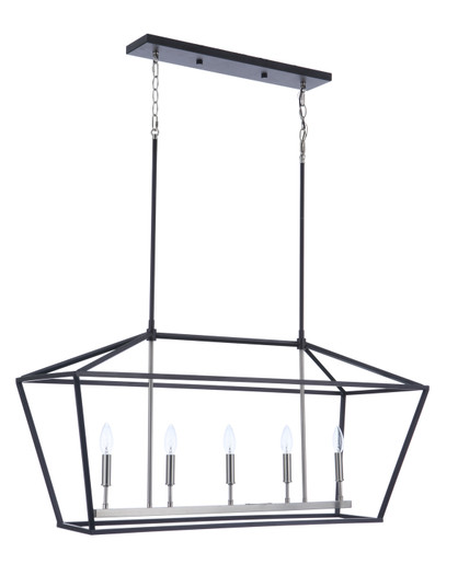 Flynt II Five Light Island Pendant in Flat Black/Brushed Polished Nickel (46|56375-FBBNK)