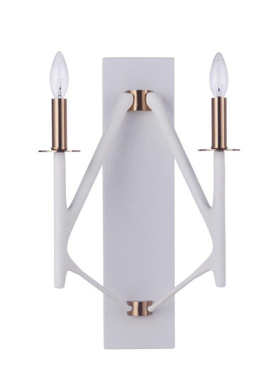 The Reserve Two Light Wall Sconce in Matte White / Satin Brass (46|55562-MWWSB)