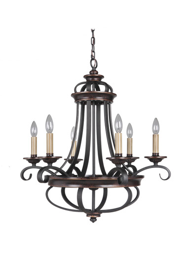 Stafford Six Light Chandelier in Aged Bronze/Textured Black (46|38726-AGTB)