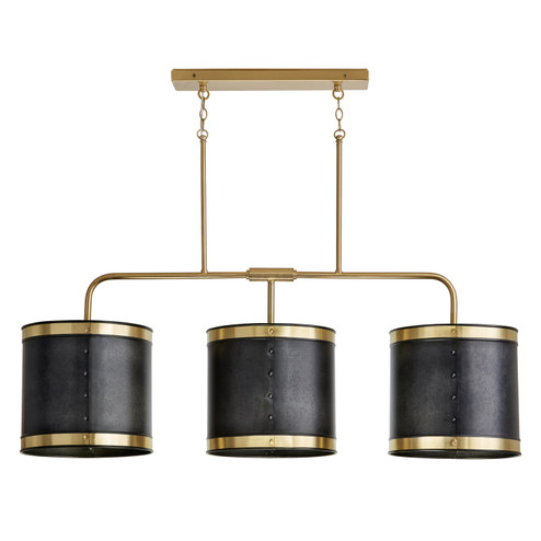 Barrow Three Light Island Pendant in Galvanized Black and True Brass (65|835631GB)