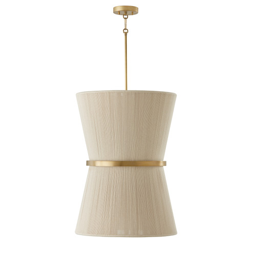 Cecilia Six Light Foyer Pendant in Bleached Natural Rope and Patinaed Brass (65|541261NP)
