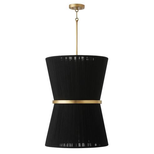 Cecilia Six Light Foyer Pendant in Black Rope and Patinaed Brass (65|541261KP)