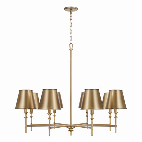Whitney Eight Light Chandelier in Aged Brass (65|449781AD-707)