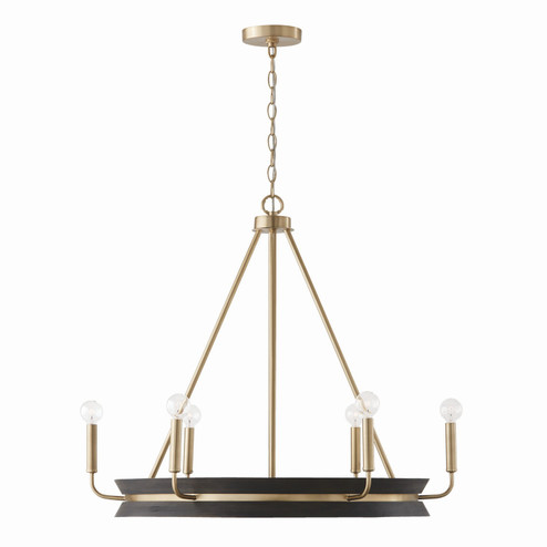 Finn Six Light Chandelier in Black Stain and Matte Brass (65|447361KR)