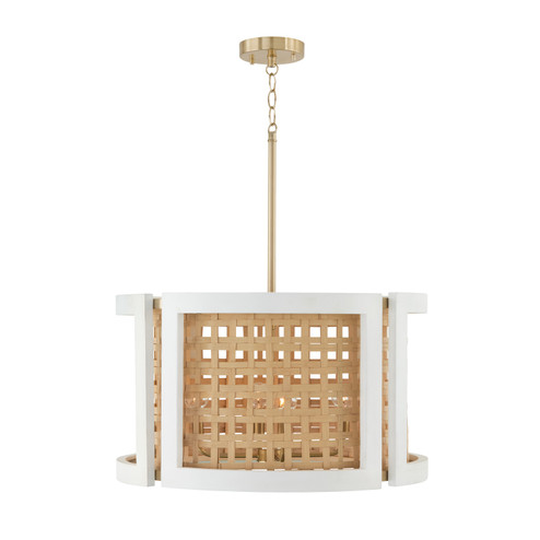 Lola Four Light Pendant in Flat White and Matte Brass (65|344341WM)