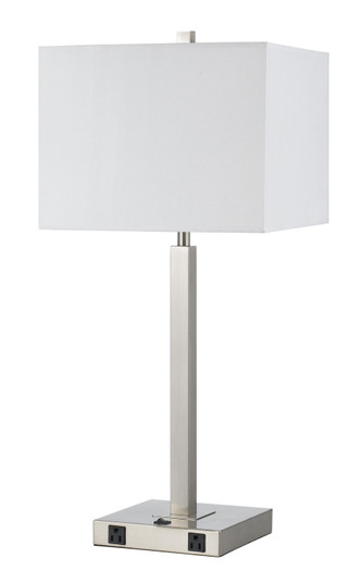 60W Metal N/S Lamp With Two Outlets One Light Table Lamp in Brushed Steel (225|LA-8028NS-1-BS)