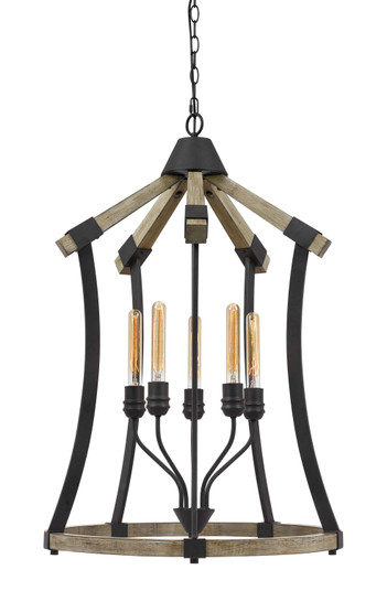 Dali Five Light Chandelier in Iron/Light Oak (225|FX-3707-5)