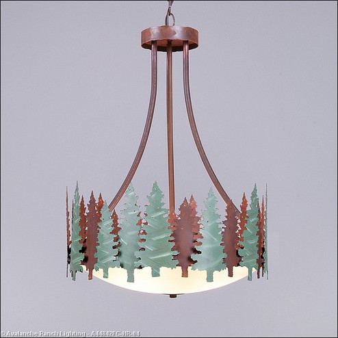 Crestline-Pine Tree Three Light Chandelier in Pine Green/Rust Patina (172|A44842FC-HR-04)