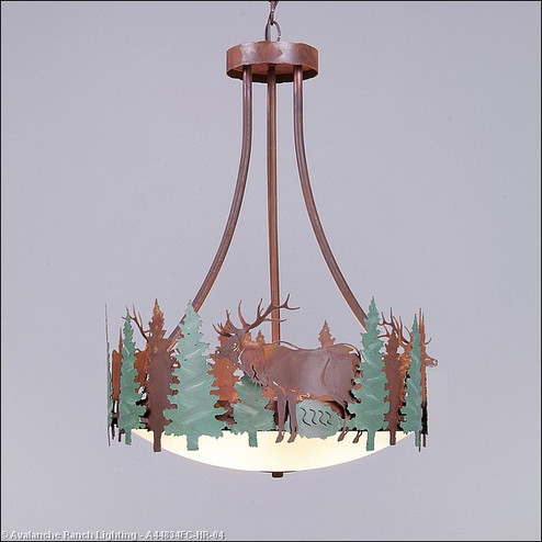 Crestline-Elk Three Light Chandelier in Pine Green/Rust Patina (172|A44834FC-HR-04)
