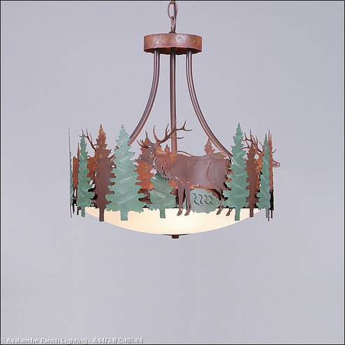 Crestline-Elk Three Light Chandelier in Pine Green/Rust Patina (172|A44734FC-HR-04)