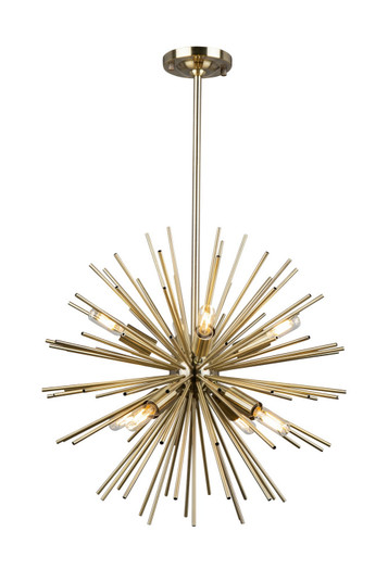 Sunburst Eight Light Chandelier in Satin Brass (78|AC11443)