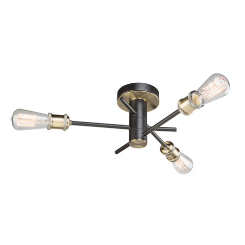 Tribeca Three Light Flush Mount in Matte Black & Satin Brass (78|AC10783BK)