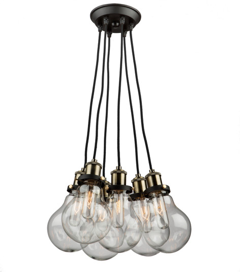 Edison Five Light Chandelier in Matte Black & Vintage Brass (78|AC10485)