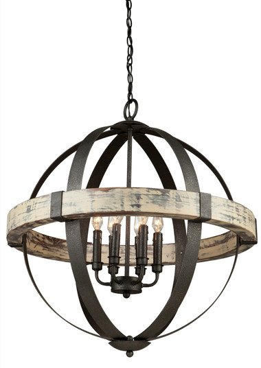 Castello Six Light Chandelier in Distressed wood and black (78|AC10016)