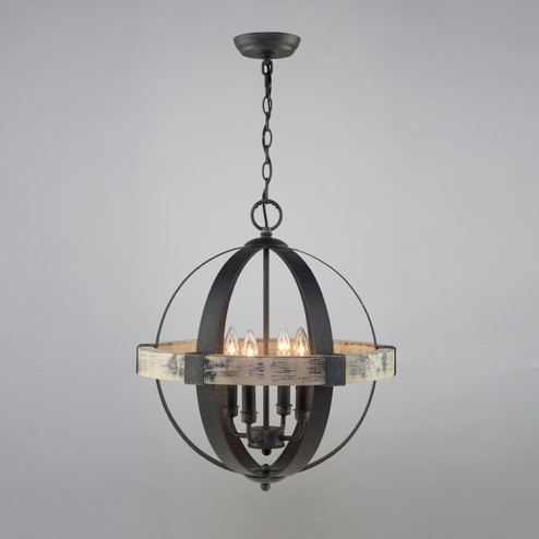 Castello Four Light Chandelier in Distressed wood and black (78|AC10015)