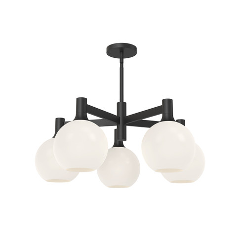 Castilla Five Light Chandelier in Matte Black/Opal Matte Glass (452|CH506129MBOP)