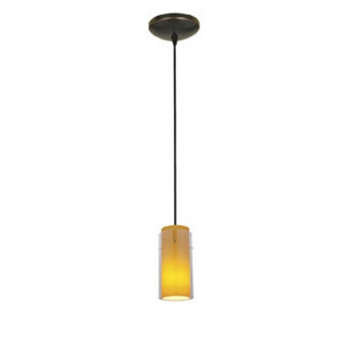 Glass'n Glass Cylinder One Light Pendant in Oil Rubbed Bronze (18|28033-1C-ORB/CLAM)