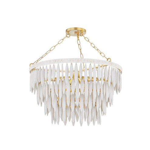 Tiffany Four Light Chandelier in Aged Brass/Textured Cream (428|H805804-AGB)