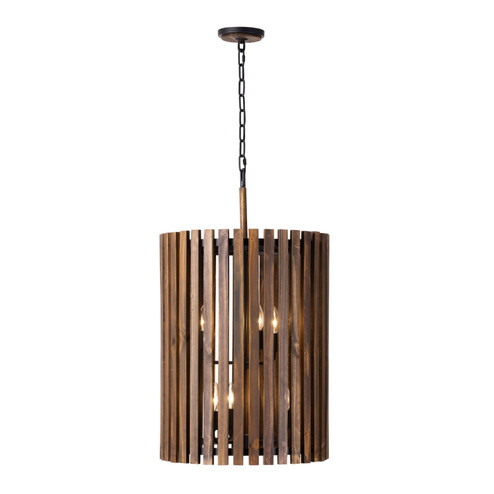 Suratto Six Light Foyer Pendant in Matte Black/Medium Walnut (137|387F06MBW)