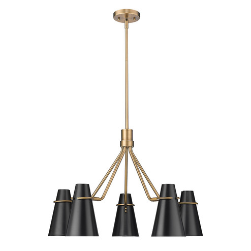 Reeva Five Light Chandelier in Modern Brass (62|2122-5 MBS-BLK)