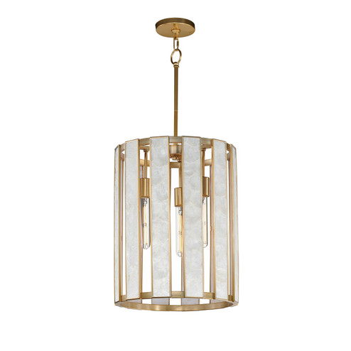 Miramar Three Light Foyer Pendant in Capiz / Natural Aged Brass (16|12802CZNAB)