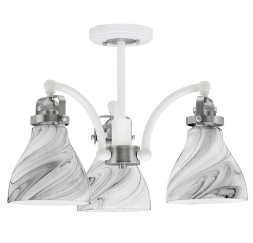 Easton Three Light Semi-Flush Mount in White & Brushed Nickel (200|1947-WHBN-4769)