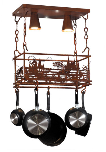 Fly Fishing Creek Two Light Pot Rack in Rust (57|82884)