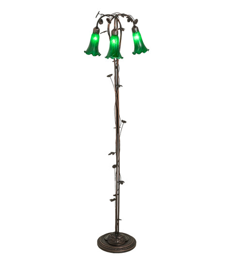 Green Three Light Floor Lamp in Mahogany Bronze (57|71883)