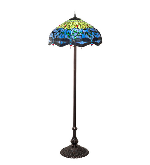 Tiffany Hanginghead Dragonfly Three Light Floor Lamp in Mahogany Bronze (57|70021)