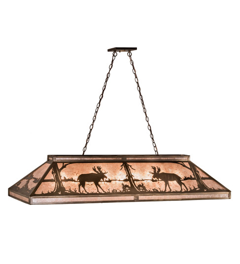 Moose At Lake Nine Light Oblong Pendant in Antique Copper (57|69610)