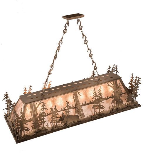 Moose Through The Trees Nine Light Oblong Pendant in Antique Copper (57|65118)