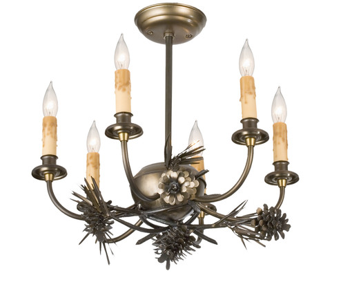 Woodland Pine Six Light Chandelier in Antique Copper (57|38330)