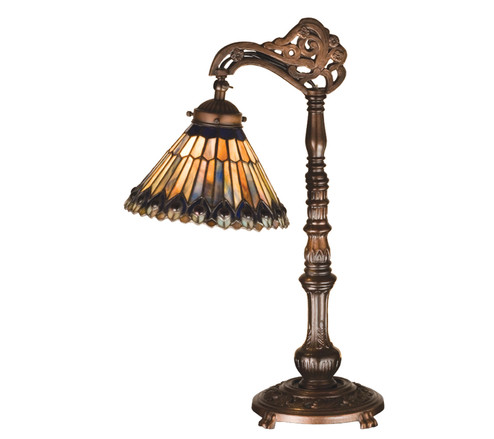 Tiffany Jeweled Peacock One Light Bridge Arm Desk Lamp in Vintage Copper (57|32738)