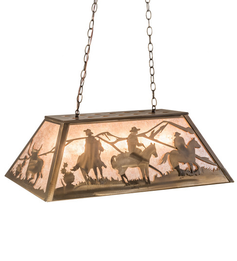 Rustlers Six Light Oblong Pendant in Antique Copper (57|31362)