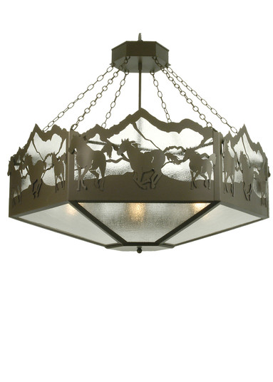 Running Horses Six Light Inverted Pendant in Timeless Bronze (57|28985)