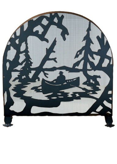 Canoe At Lake Fireplace Screen in Black Metal (57|28741)