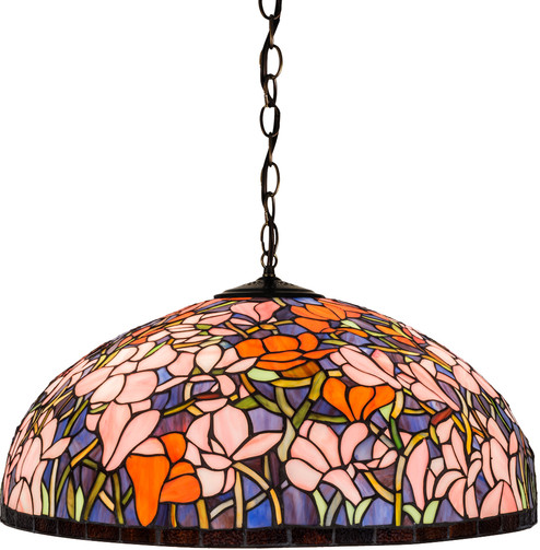 Tiffany Magnolia Three Light Pendant in Mahogany Bronze (57|27830)