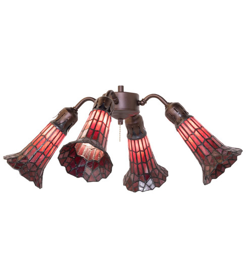 Stained Glass Pond Lily Four Light Fan Light in Mahogany Bronze (57|261519)