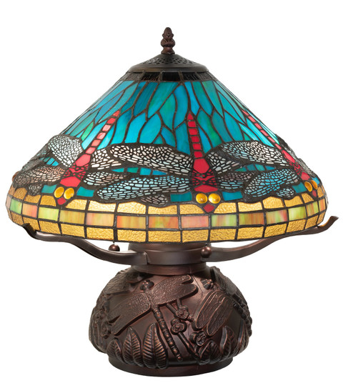 Tiffany Dragonfly Three Light Table Lamp in Mahogany Bronze (57|261259)