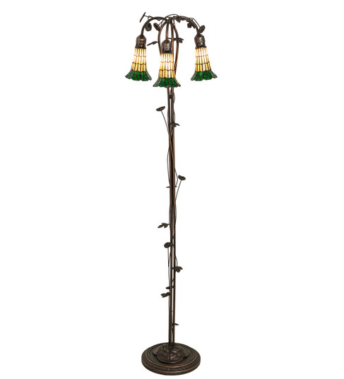 Stained Glass Pond Lily Three Light Floor Lamp in Mahogany Bronze (57|255134)