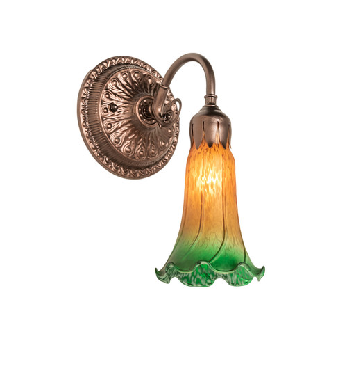 Amber/Green Pond Lily One Light Wall Sconce in Mahogany Bronze (57|253600)