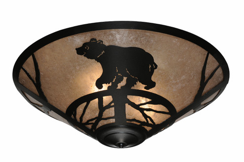 Happy Bear On The Loose Three Light Flush Mount in Black Metal (57|243441)